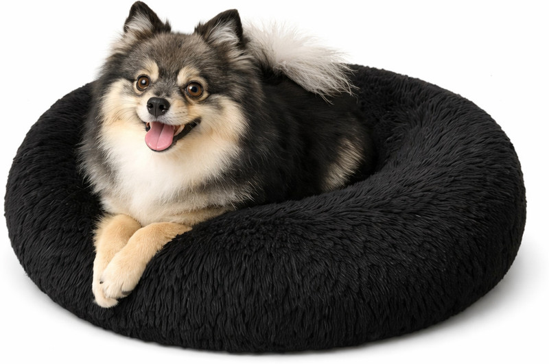 Zexsazone The round donut pet bed is perfect for indoor cats and puppies winter, Summer XXXL Pet Bed(BLACK)
