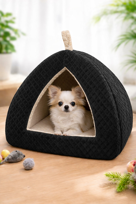 SH Luxe Pet Bed Hut S Pet Bed(Black)