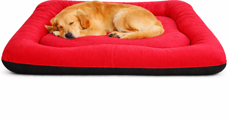 SH Luxe Luxury Rectangular Pet Bed with Bolster Support – Durable Calming Dog Mat S Pet Bed(Red)