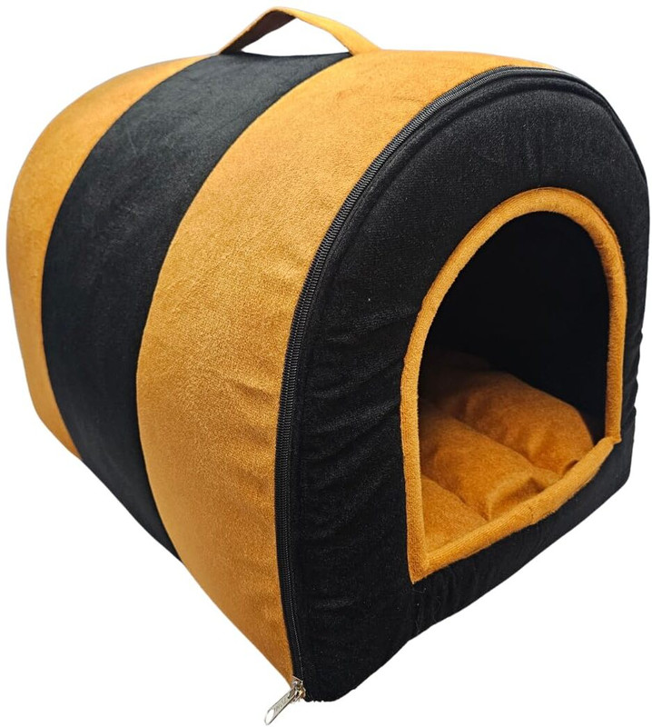 Guru Shape Bed House for Puppies & Cats, Cozy Enclosed, Orange, M, LWH, 45x35x37 M XL Pet Bed(BLAKE)