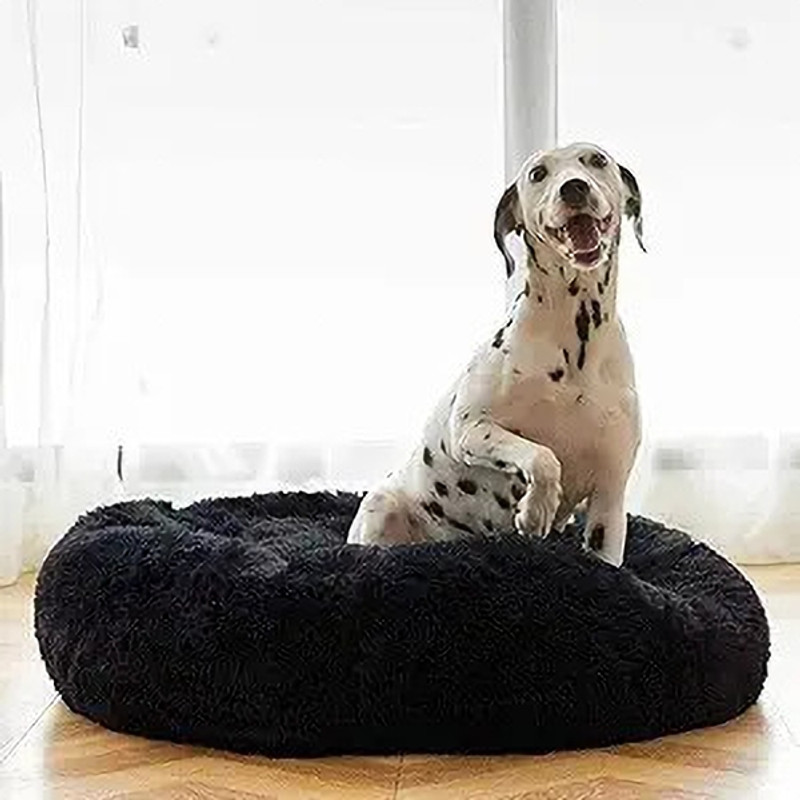 Zexsazone Round donut soft pet bed is perfect for large dog, pet family size M Pet Bed(Black)