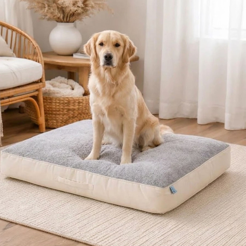 J S HOME FINISHING Premium Beige Grey Cozy Cat Bed with Soft Cushion for Comfort_8_18kg M Pet Bed(Beige, Grey)