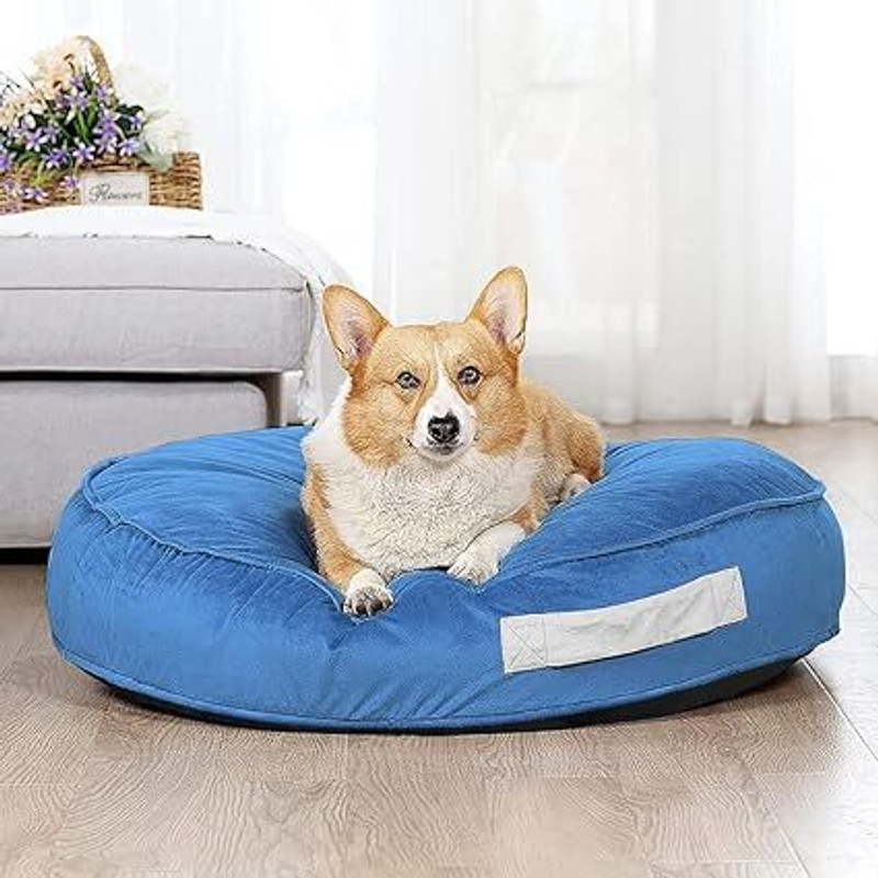 Guru Dog & Cat Cushion Bed with Soft Bone, Comfortable, S, LWH, 66x66x20 S Pet Bed(Black)