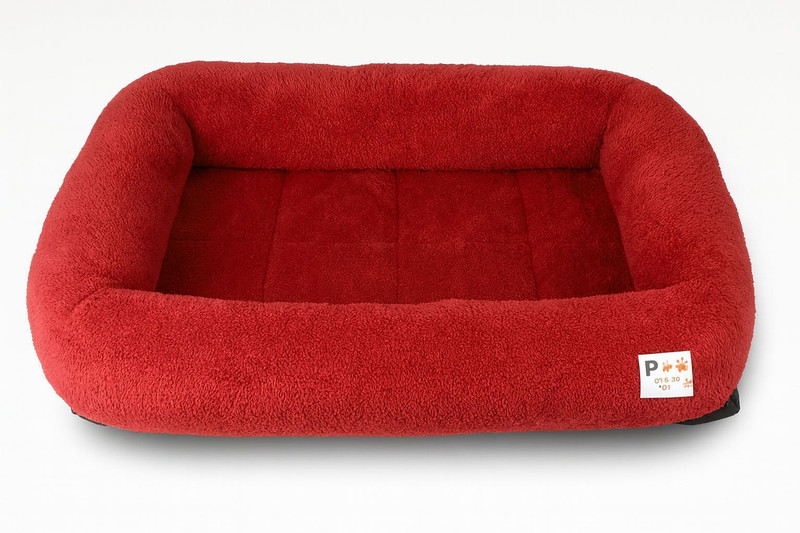 Paitsco Premium Soft Rectangular Pet Bed with Raised Sides Plush Dog & Cat Sofa Bed S Pet Bed(Red)