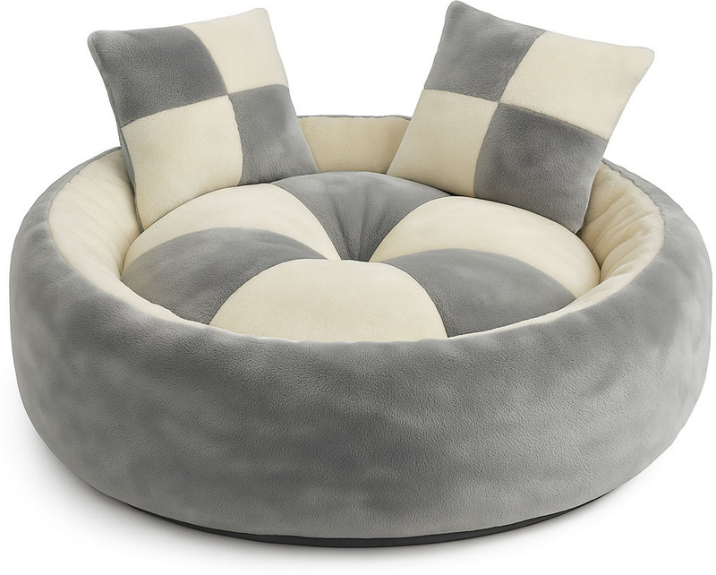 Paitsco y & CreaUltra Soft Round Pet Bed with Cushioned Support Plush Dog & Cat Sofa Bed S Pet Bed(Cream)