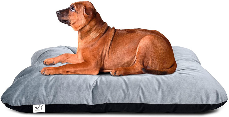 Pet's BFF Rectangular Reversible Bed for Dog & Cat, Washable Velvet, Extra Large 100x120cm XL Pet Bed(Black + Grey)