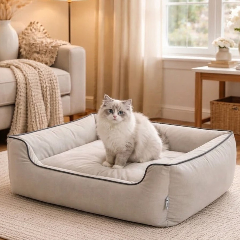 Aavanshu Concepts Comfortable Pet Bed with Side Support Cushion for Dogs Cats Indoor_8_35+kg XL Pet Bed(Grey)