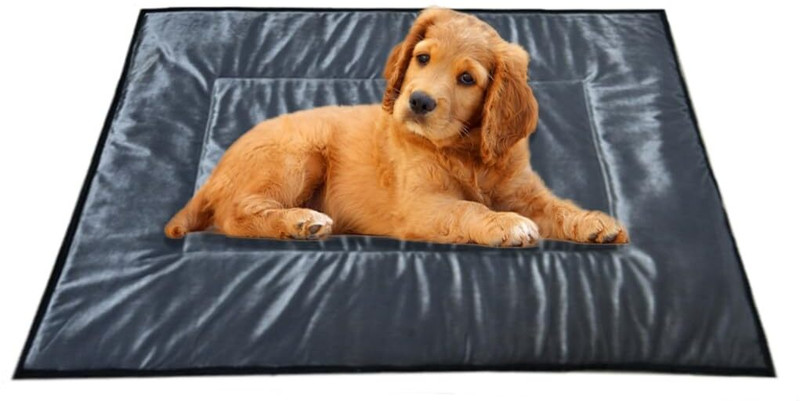 I WISH Quilted Pet Bed Mattress Velvet Smooth Washable Soft Dog Mat Medium 100 x 66 cm M Pet Bed(Grey)