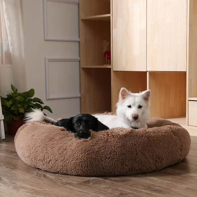 Zexsazone Round donut Pet bed dog bed puppy bed cat bed large dog bed dogs, cats S Pet Bed(Grey)
