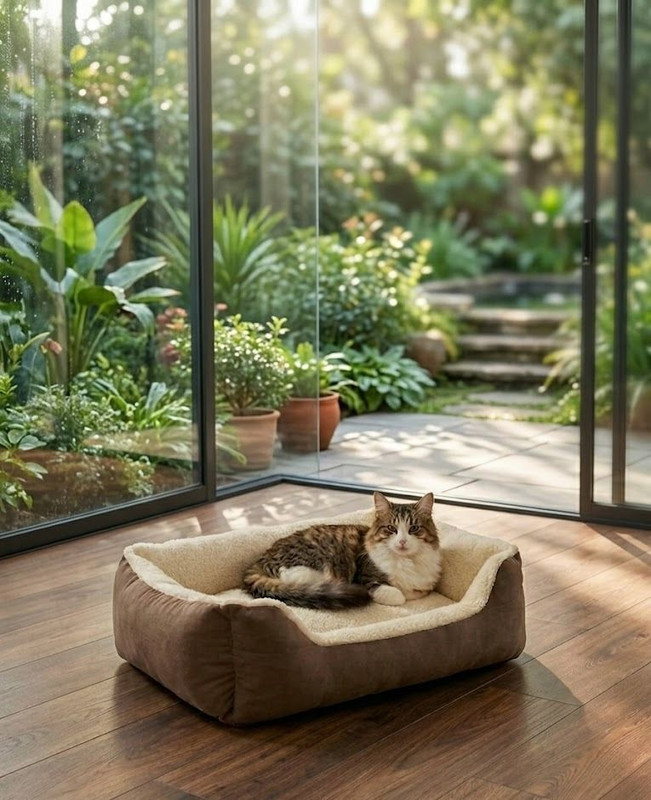 Aavanshu Concepts High Quality Soft Pet Bed with Superior Cushion Support for Daily Use_8_18kg M Pet Bed(White, Brown)
