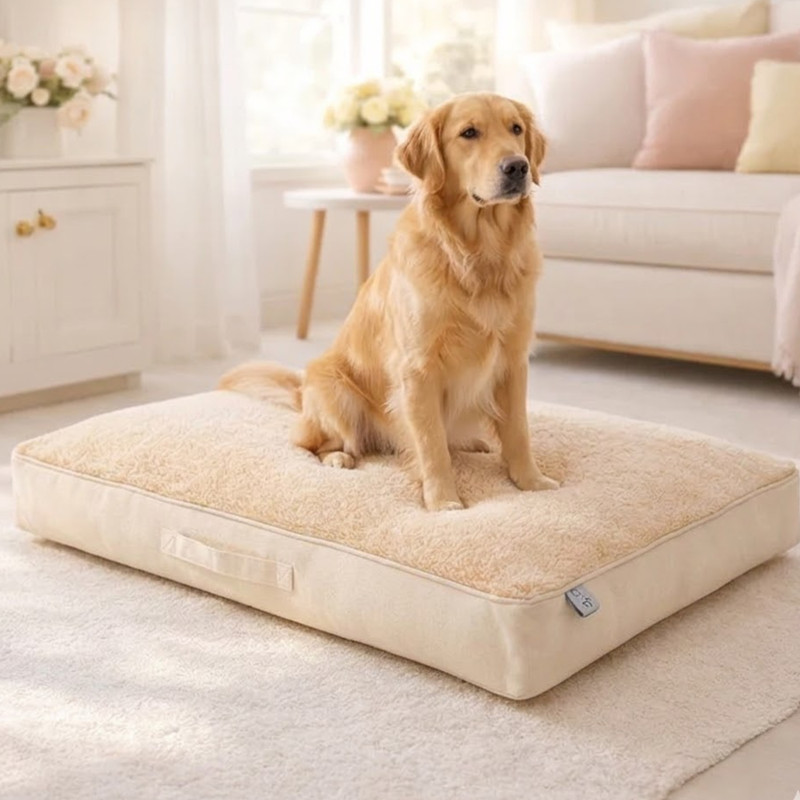 Aavanshu Concepts Beige Luxury Pet Bed with Supportive Cushion for Dogs and Cats_8_18 kg M Pet Bed(Beige)