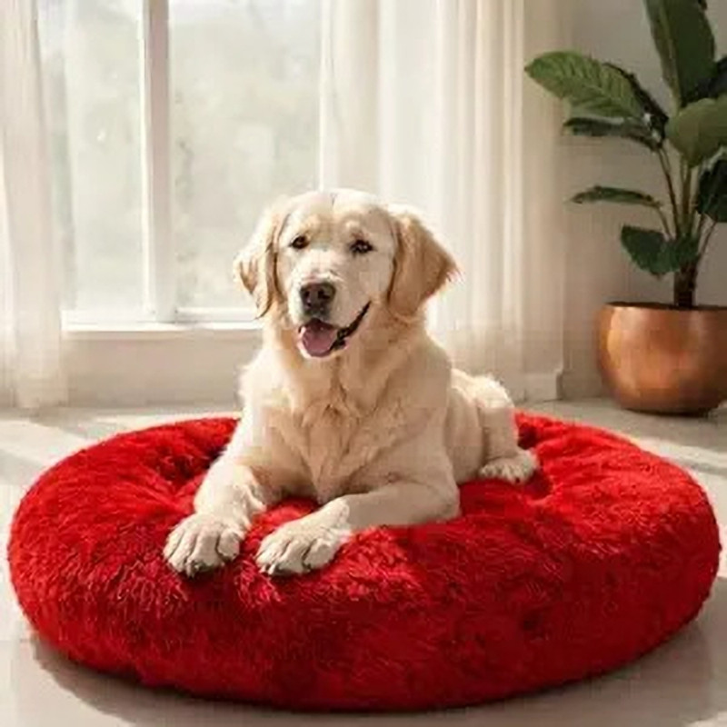 Zexsazone round donut pet bed is perfect for indoor dog and labra Pet Bed L Pet Bed(Brown)