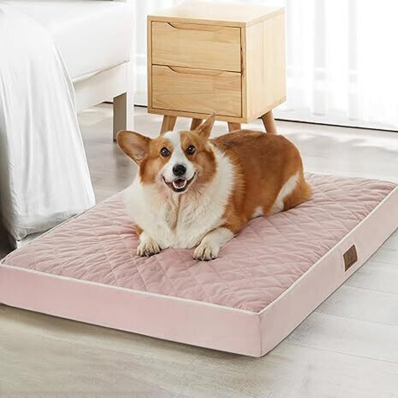 house of common Waterproof Pet Bed with Removable Washable Cover & Anti-Slip Bottom , S Pet Bed(Light Grey)
