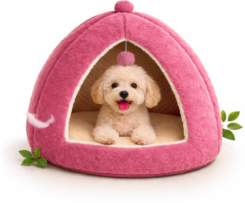SH Luxe Cat Bed Cave for Indoor Suitable for Cat Dome Bed Hideaway Bed for Indoor Cats S Pet Bed(Pink)