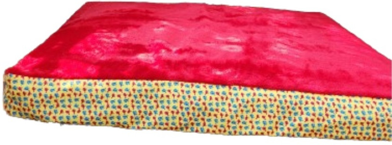 TEDHI POONCH Premium Fur mattress Dog Bed (Cheerful Chirps, Medium) M Pet Bed(Yellow, Red)