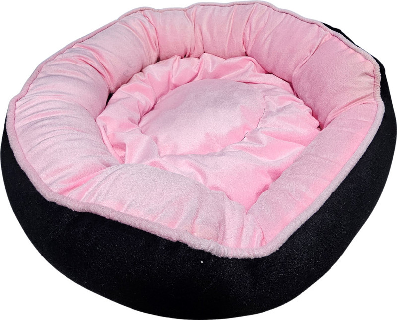 Guru Dog & Cat Round Shape Bed with Removable Cushion, Comfortable M LWH 71x71x23 M Pet Bed(Grey, Black)