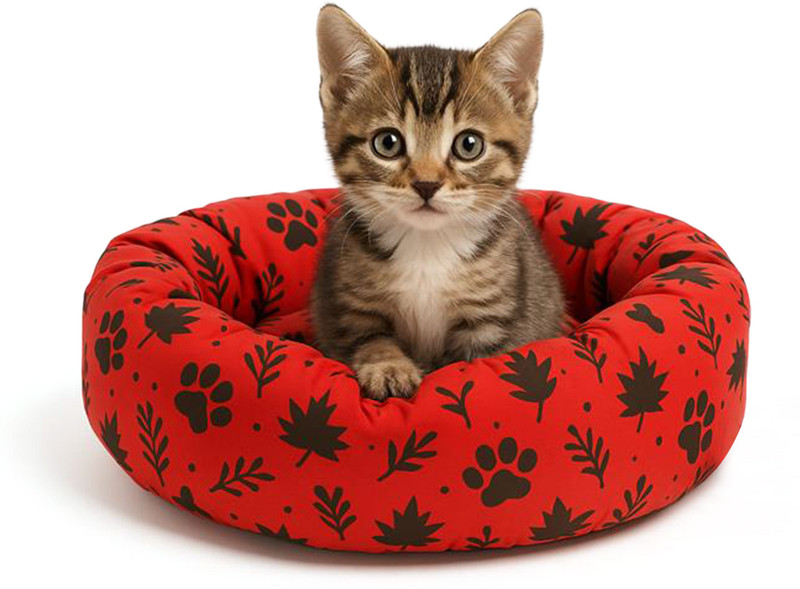 Zigly Lifestyle Forest Leafy Doughnut Cat Bed M Pet Bed(Orange)
