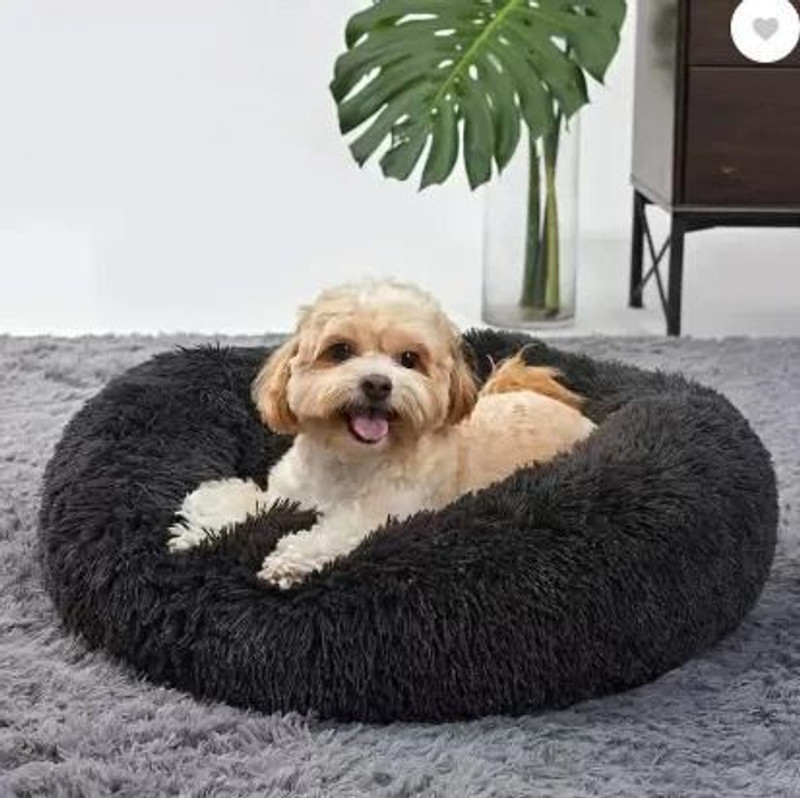 Zexsazone Round Donut Pet Bed for Cats and Puppies Dogs S Pet Bed(Black)