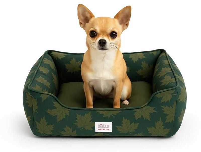 Zigly Lifestyle Forest Leafy Lounger Dog Bed L Pet Bed(Green)