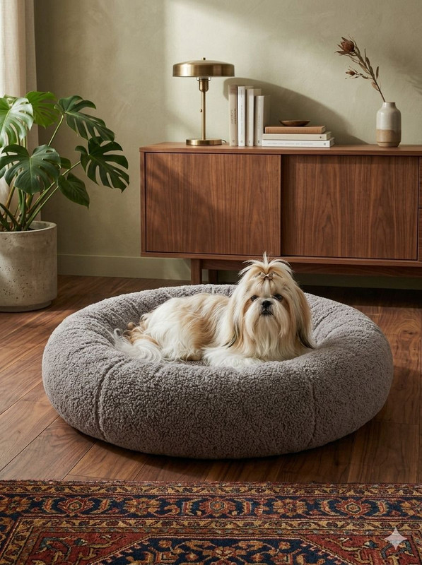 Aaranshu Concepts Cozy Anti Slip Dog Bed Soft Plush Sleeping Nest for Small Medium Dogs_8_18-kg M Pet Bed(Grey)