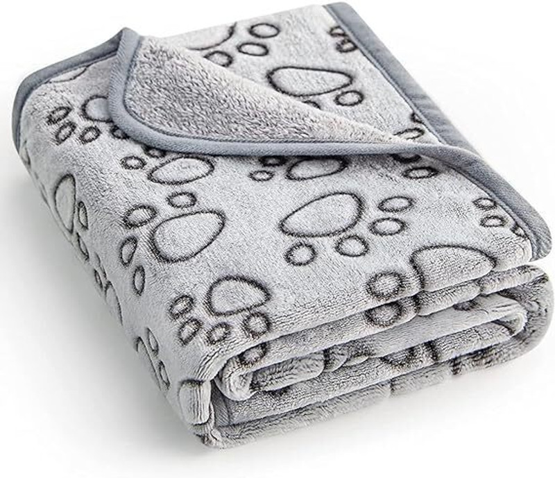 BeFunky Premium Soft Dog Blanket with Cute Paw Print, Cat Blanket (76 x 104 cm) Size L Pet Bed(Grey)