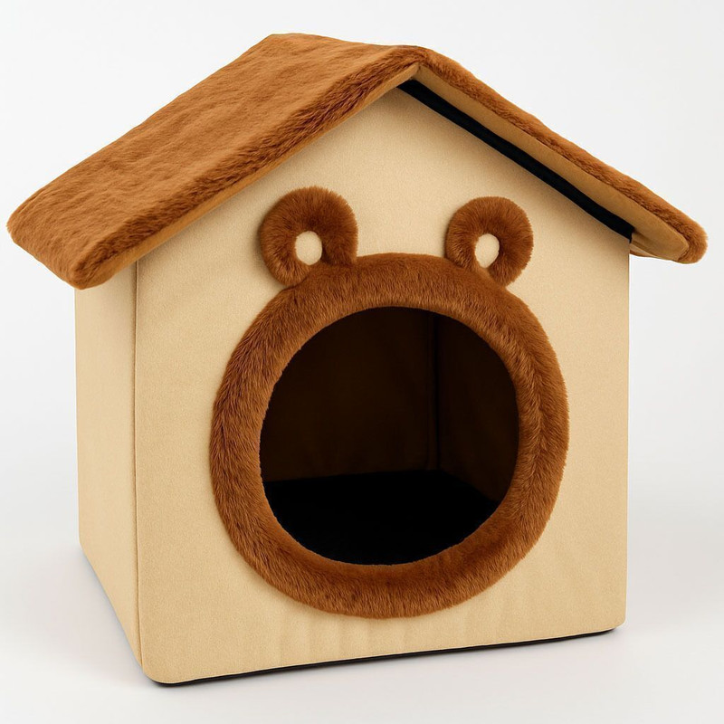 Paitsco Cat Bed House, Pet House, Cat House, Warm Bed For Cats And Dogs, Puppy Cave Nest M Pet Bed(PEACH BROWN)