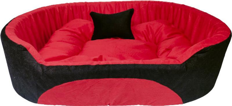 OM ENTERPRISES Reversible Super Soft Velvet Sofa Shape Dog ,Cat Pet Bed, Soft And Comfortable S Pet Bed(BLACK, BLUE)