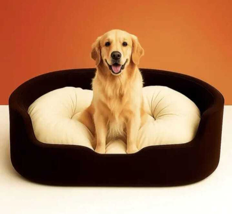 Furry Smile Luxury Simple Mountain Soft Beds , Sofas & Chair With Haddi For Dog And Cat S Pet Bed(Brown & Cream)