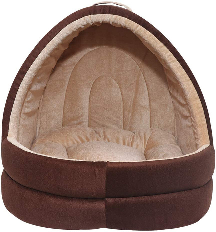 Guru Soft Velvet Cave House for Cats Little Dogs & Pets Large Pet Bed L Pet Bed((Brown,Cream))