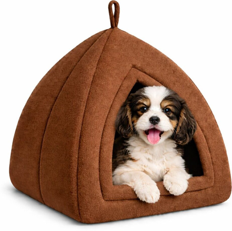 Zexsazone Soft Cat House for Small and Medium Cats, Puppy Cat House Kittens Cat Dog House S Pet Bed(Brown)