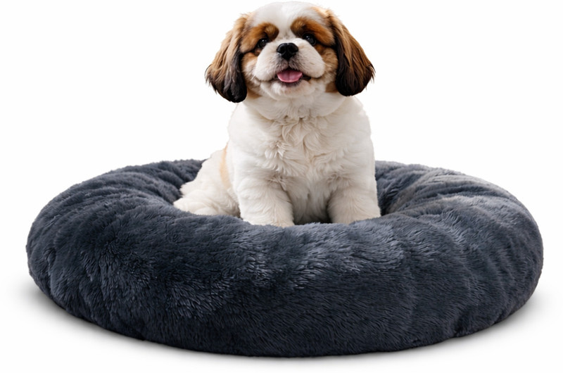 Zexsazone The round soft pet bed is perfect for indoor cats and puppies for all weather S Pet Bed(Grey)