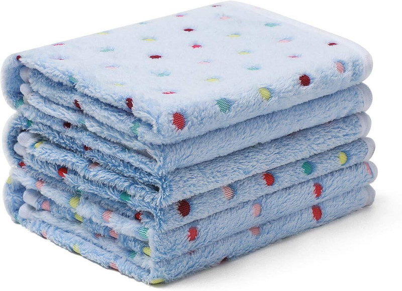 KolorFish Blankets Super Soft Cute Dot Pattern Pet Blanket Flannel Throw for Dog Puppy Cat S Pet Bed(Pack of 3) (Small (60x40cm) Blue)