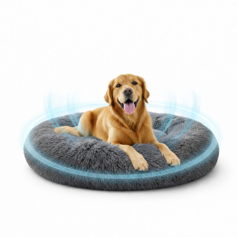 GOVIND ENTERPRISES Comfortable Dog Bed Premium Fur Cushion Anti Anxiety Bed for Pets M Pet Bed(Grey)