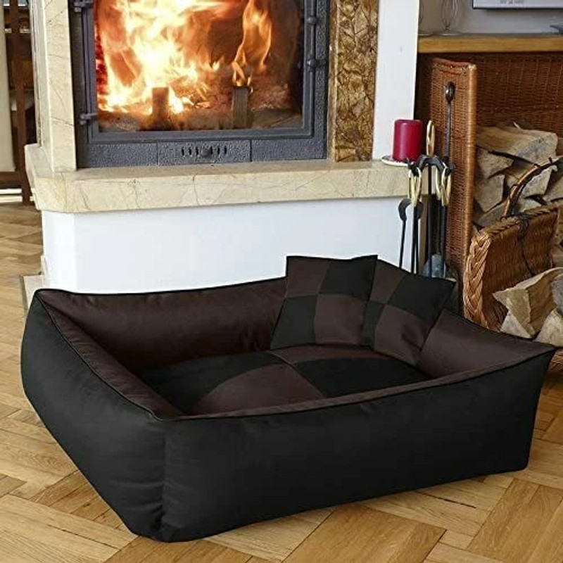 Heaven Luxurious Reversible Dual Velvet Luxury Sofa PET Bed for Dog CAT Puppy Rabbit S Pet Bed(Brown, Black)
