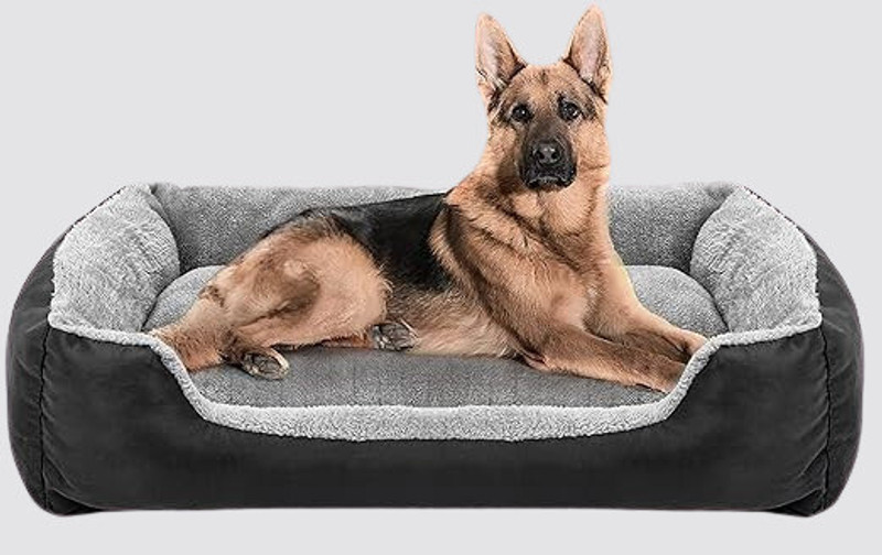 SITSNOOZE Warm Fleece Winter Bed Reversible Ultra Soft Designer for Dog & Cat L Pet Bed(Grey & Black)