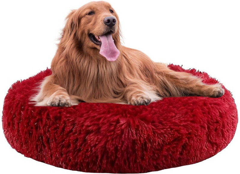 CozyPaws Dog Bed Sherpa Fleece Soft Round Pet Bed Waterproof Anti-Slip Bottom XXXL Pet Bed(RED)