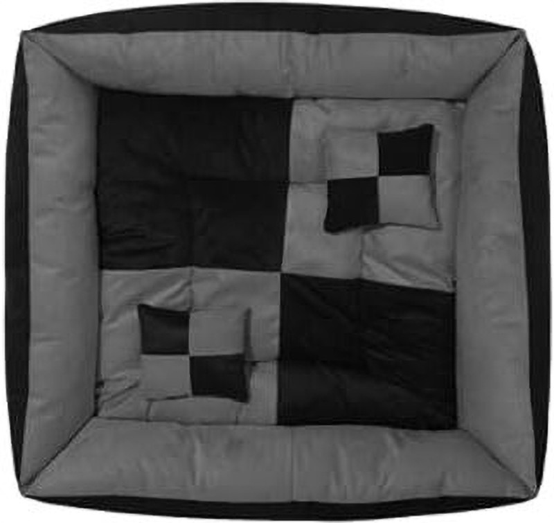Ansh enterprises Reversible Super Soft Velvet Rectangular Cat Dog Pet Bed XL Pet Bed(Black & Grey)