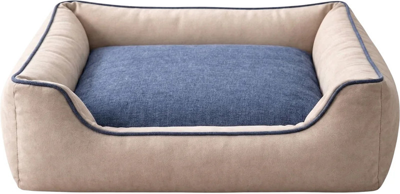furryfits Orthopedic Dog Bed Sofa Style with Bolsters | Soft Denim Cushion Pet Bed L Pet Bed(Beige, Blue)