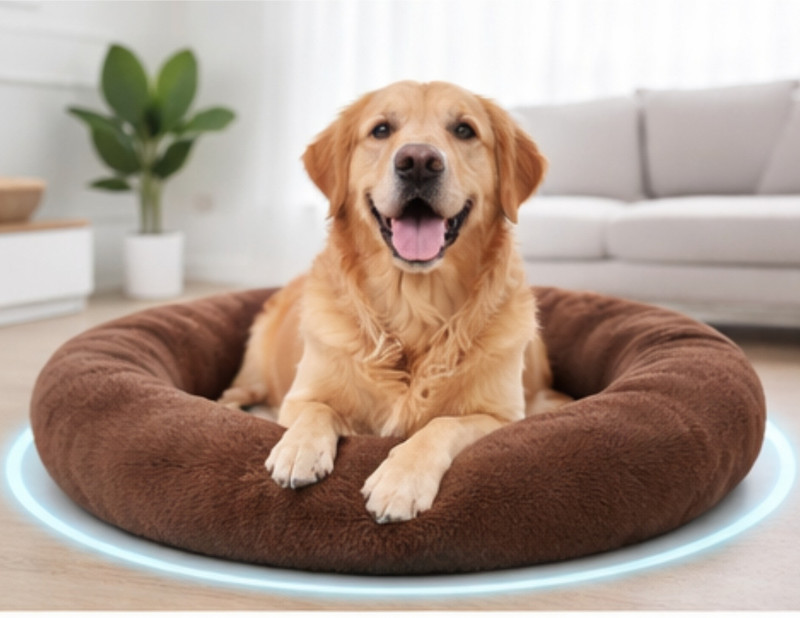 GOVIND ENTERPRISES Luxury Plush Dog Bed Comfortable Calming Pet Bed with Soft Fur Cushion M Pet Bed(Brown)