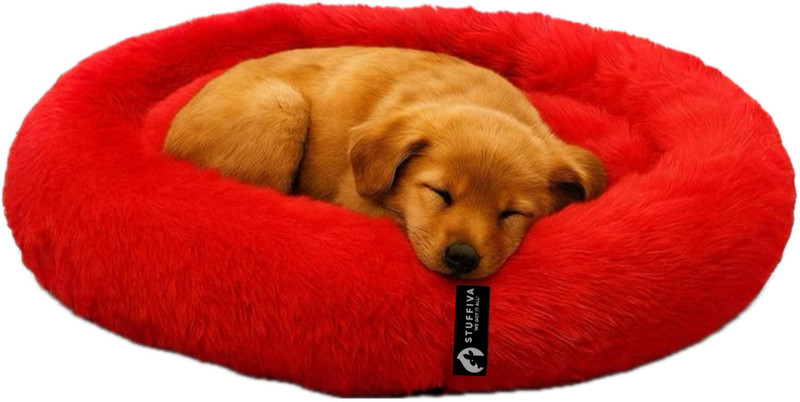 Stuffiva PBREDOVS S Pet Bed(Oval Shaped Faux Fur PET Bed for Dogs, Kittens and Cats | Washable ,Comfortable)