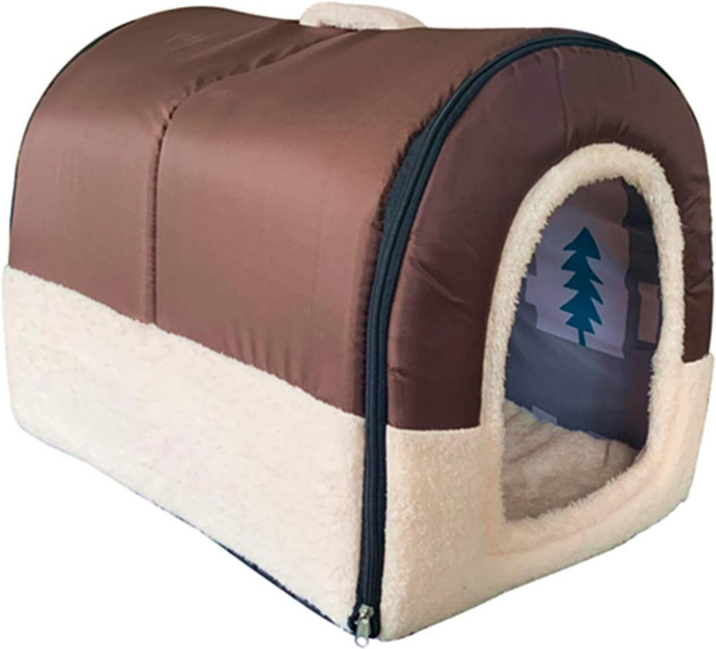 mewkat Cozy Plush Indoor Doghouse with Removable Cushion S Pet Bed(Creem)