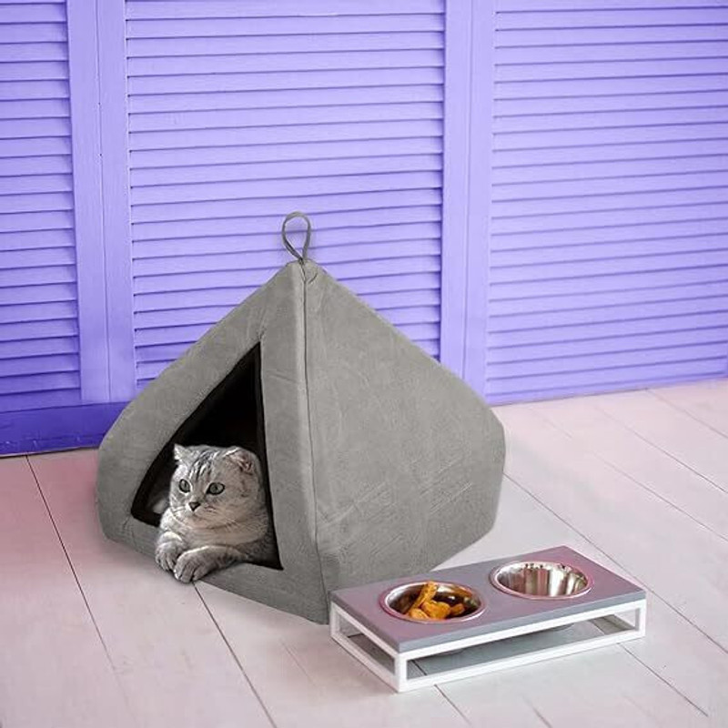 house of common Cat Beds for Indoor-2 in 1 Cat Cave House Tent for Kittens S Pet Bed(BLUE)