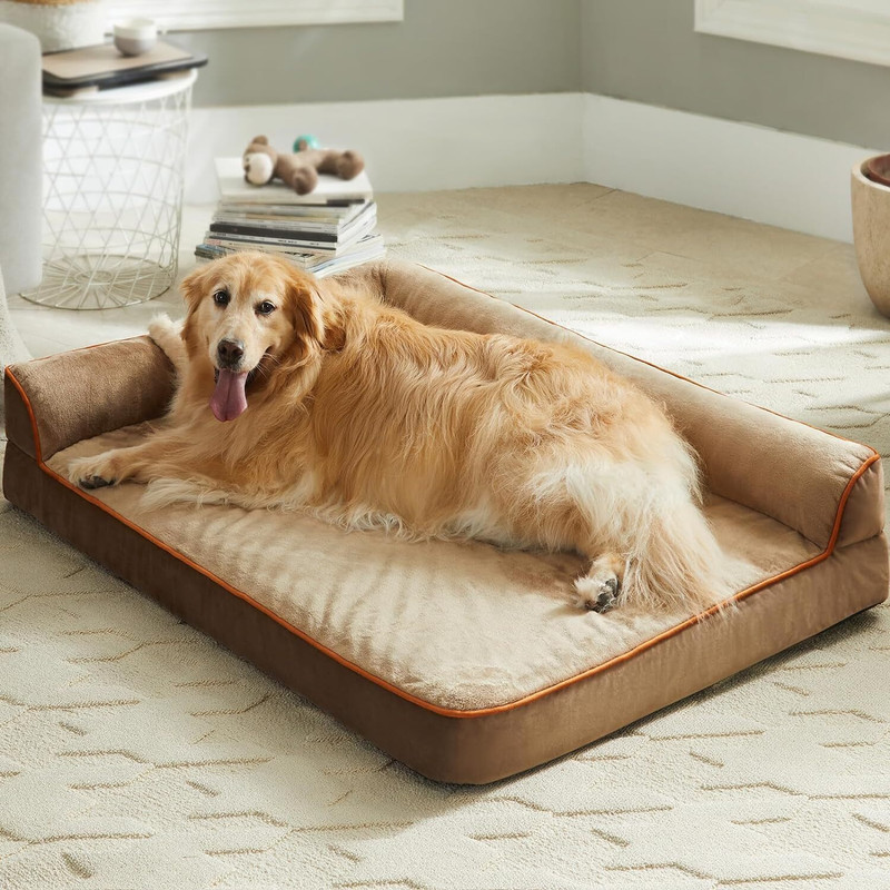 Royals Rore Orthopadic dog Bed For Large Breed Dogbed 47X29X4 4XL Pet Bed(Brown Orange)