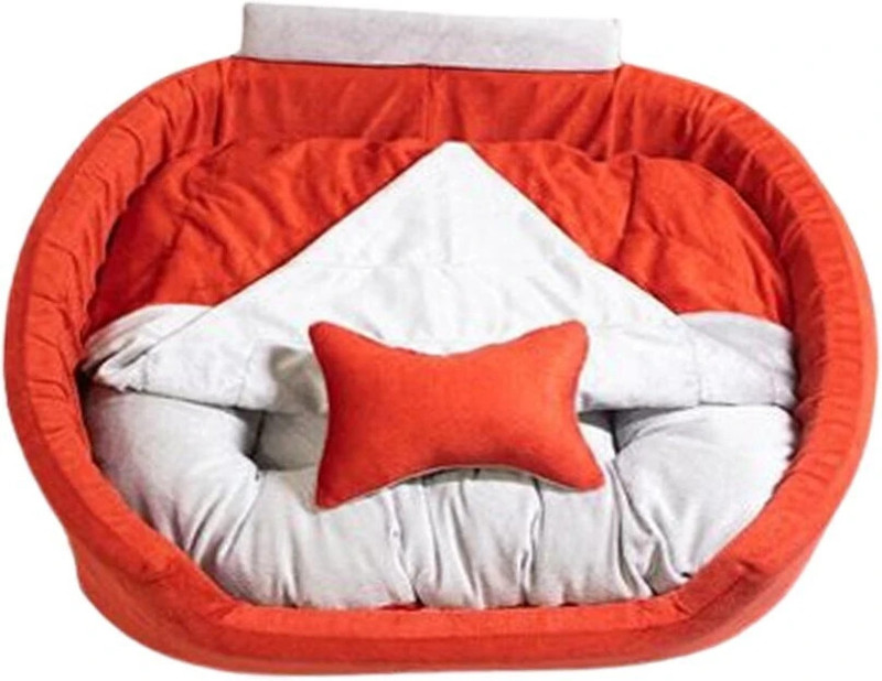 TRANDING STYLISH Luxury Blanket With Coller Bed for Dog and Cat S Pet Bed(Red, White)