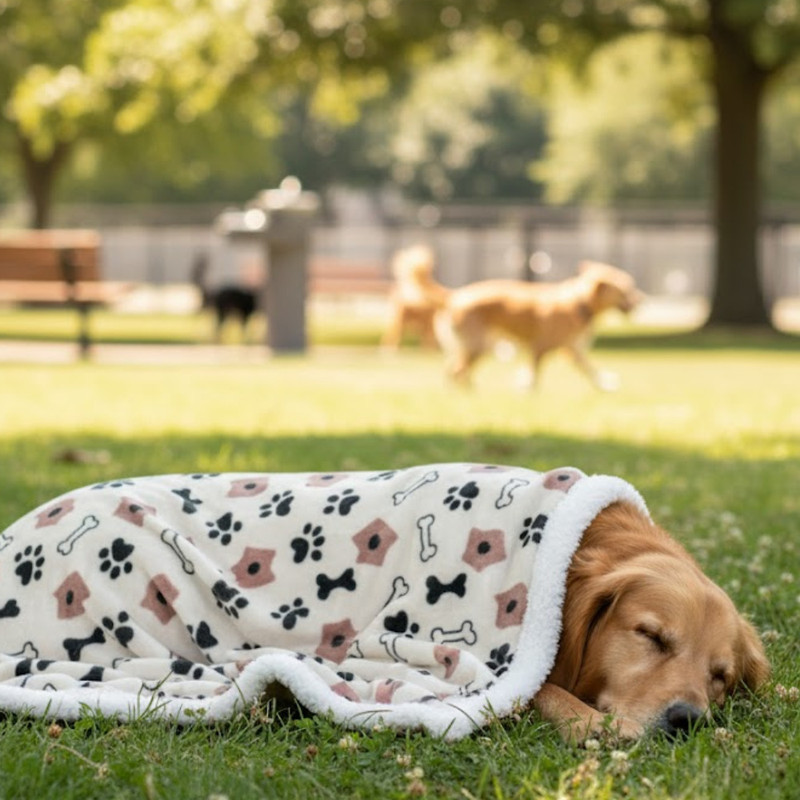 PAWPOURRI Printed Bone Design | Lightweight Polyester Soft and cozy Pet Throw Dog, Cat Blanket(Polyester)