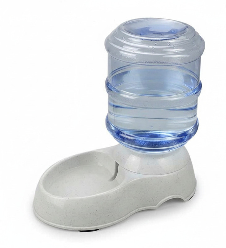 HomeFast AquaFlow 3.5L Gravity-Fed Automatic Pet Waterer for Cats and Small Dogs Plastic Pet Bowl & Bottle(3.5 L Off White)