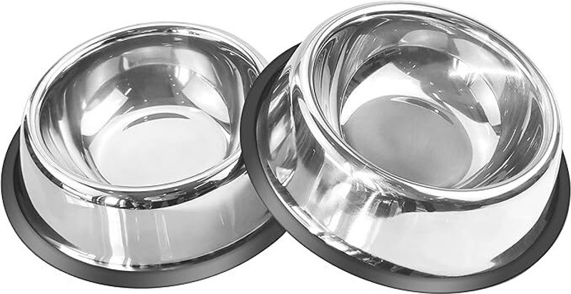 bowlfull buddies Stainless Steel Dog Bowls Non-Slip Dog Food and Water Bowl Stainless Steel Pet Bowl(600 ml Silver)