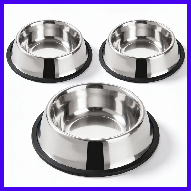 FurVibes FURVIBES Combo Dog Cat feeding Bowl 750ml x 2 LARGE , Anti Skid ,Rust Free Stainless Steel Pet Bowl(750 ml Steel)