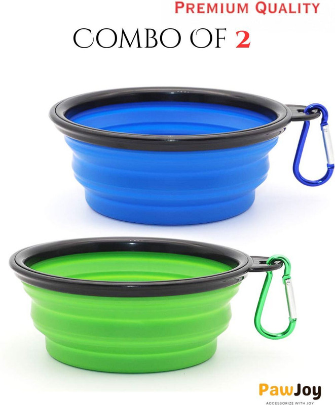 PawJoy Pawjoy 2Pcs Silicone Collapsible 300ML Bowl for Dogs & Cats (Small, MultiColour) Silicone Pet Bowl(300 ml Multicolor)