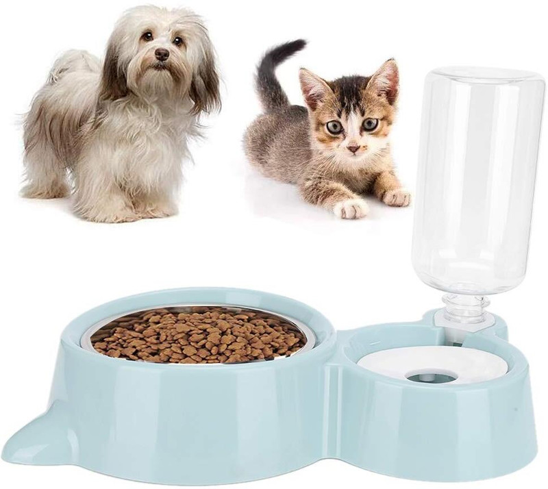 Conziv 2 in 1 Pet Travel Water Bottle with Bowl,500ml Portable Leakproof Feeder for Dog Plastic Pet Bowl & Bottle(500 ml Grey)
